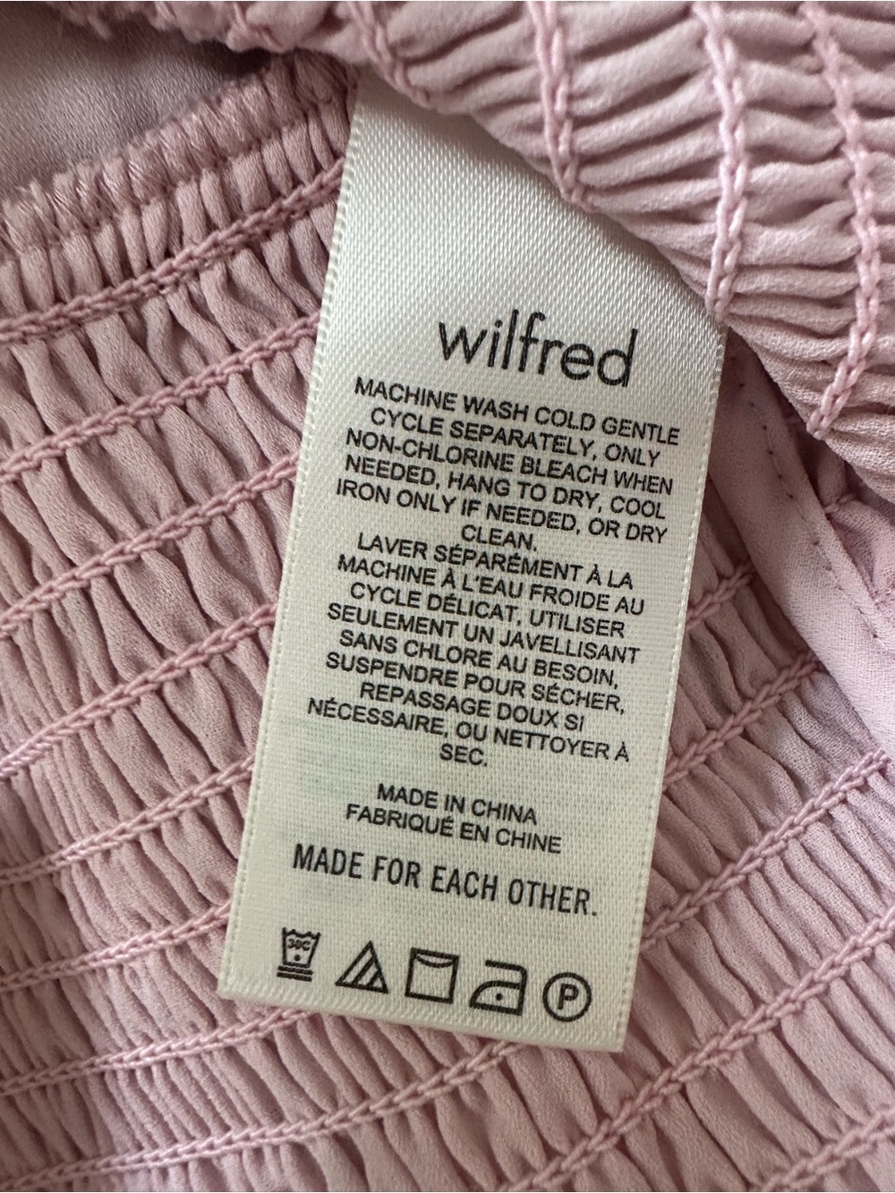 Aritzia Wilfred Wistful Smocked Floral Crop Blouse Pink Small - Picture 3 of 4